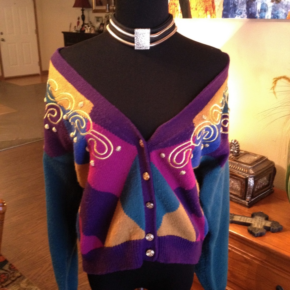 Vintage Retro Lucia festive retro cardigan sweater - Picture 4 of 8